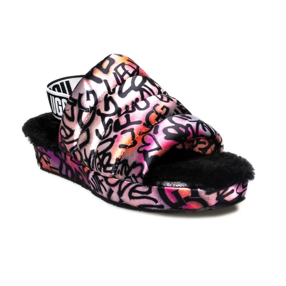 UGG Puff Yeah Pop Graffiti Sandal Slippers in Multi Color sz 8